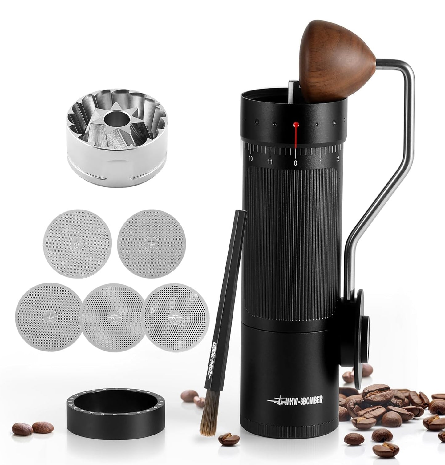 MHW-3BOMBER R3 Manual Coffee Grinder with CNC Stainless Steel Conical Burr