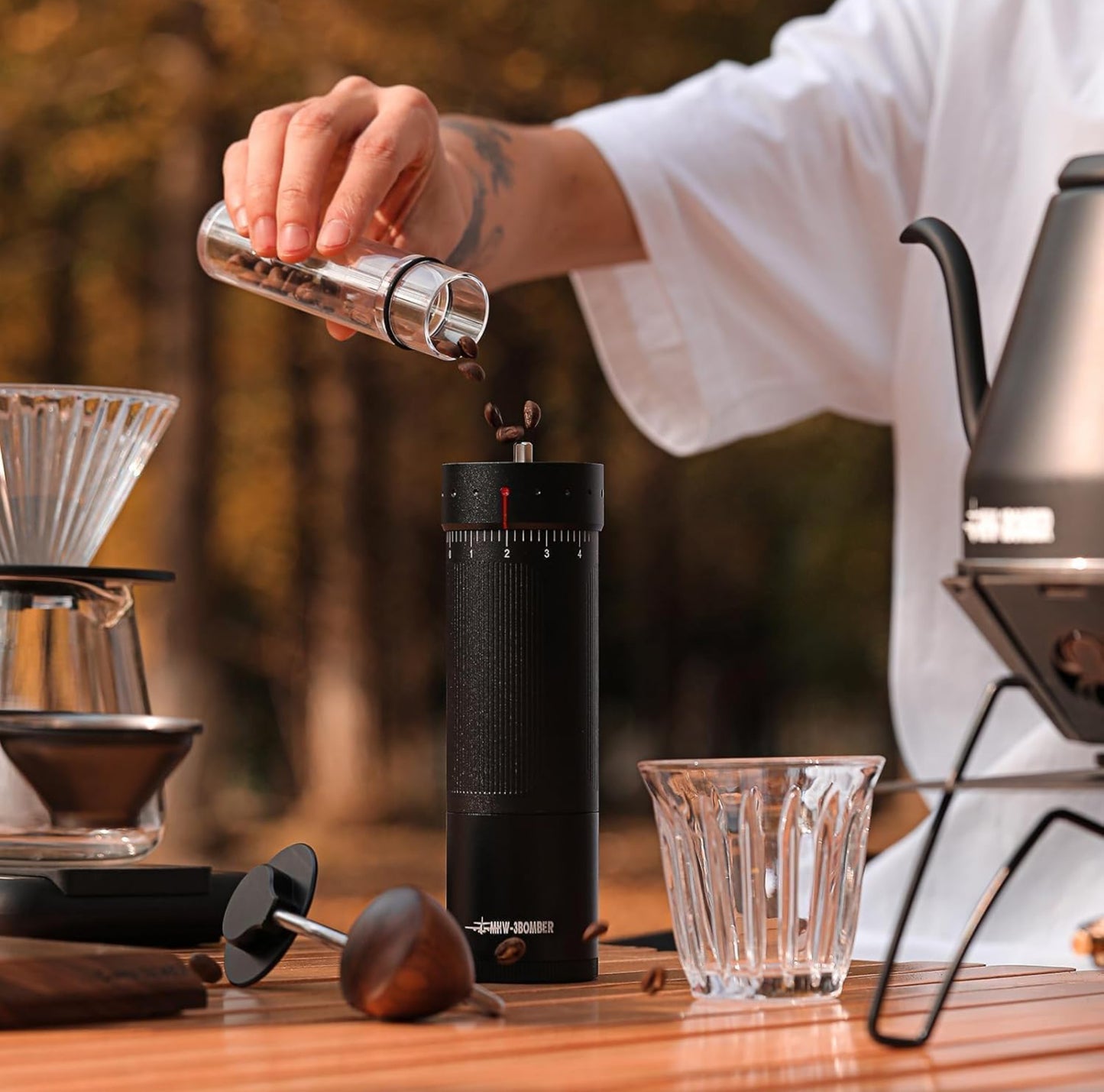 MHW-3BOMBER R3 Manual Coffee Grinder with CNC Stainless Steel Conical Burr
