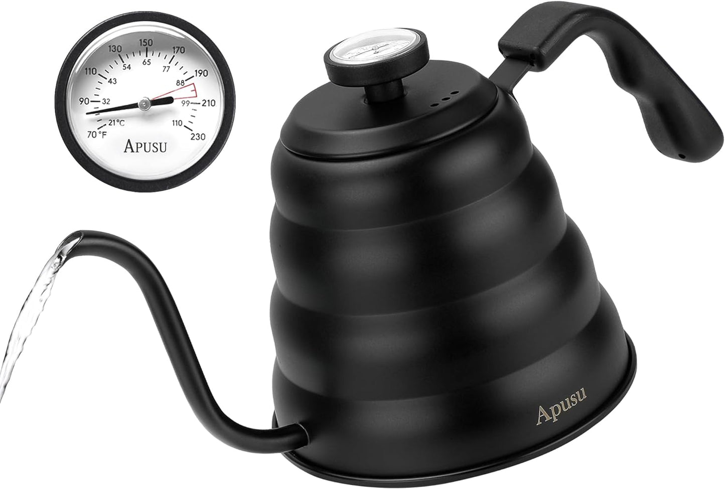 Gooseneck Kettle with Thermometer, 28 oz Stainless Steel, Stove Top, Premium Pour Over Kettle for Tea and Coffee w/Precision Drip Spout