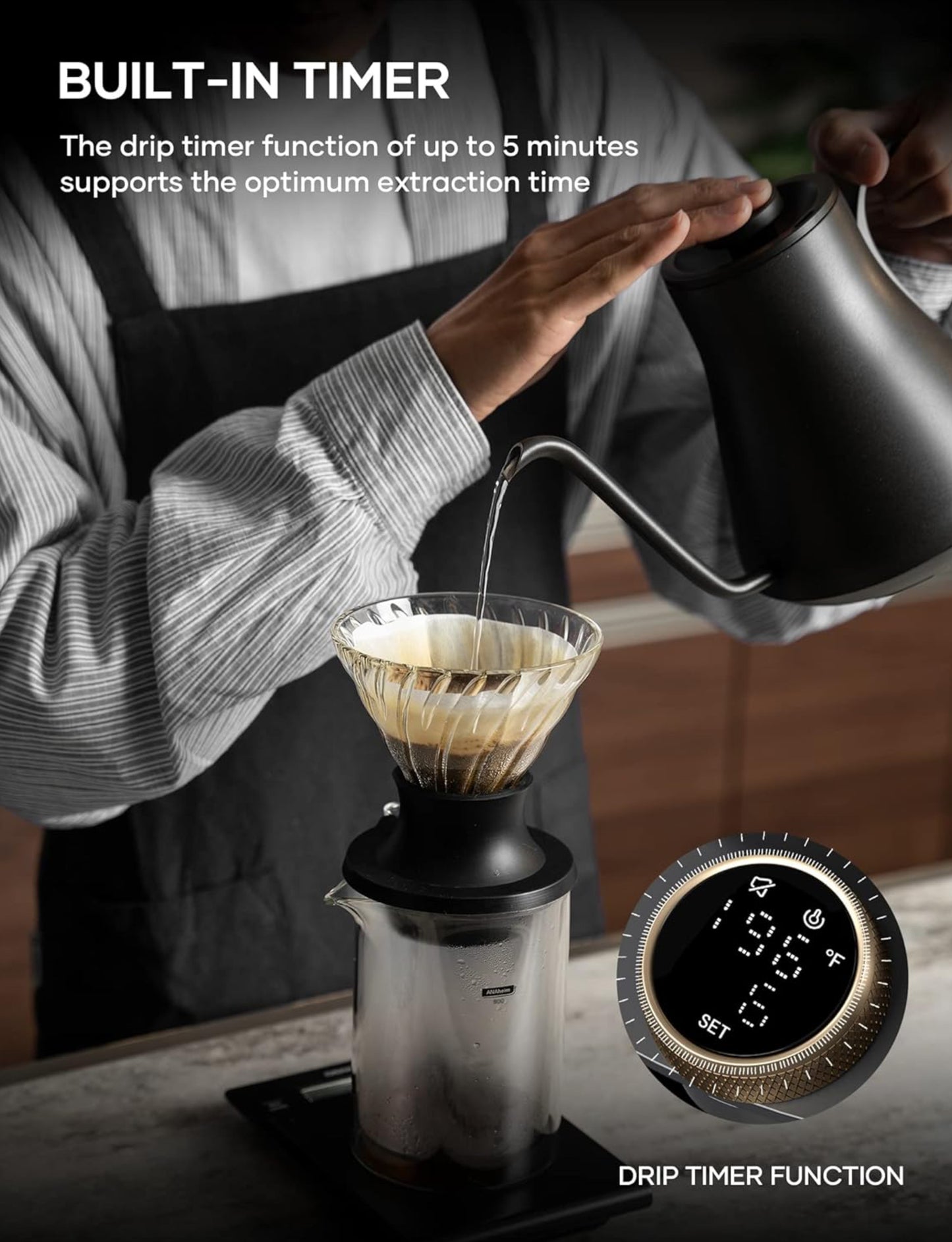 Cocinare Electric Gooseneck Kettle with Temperature Control,