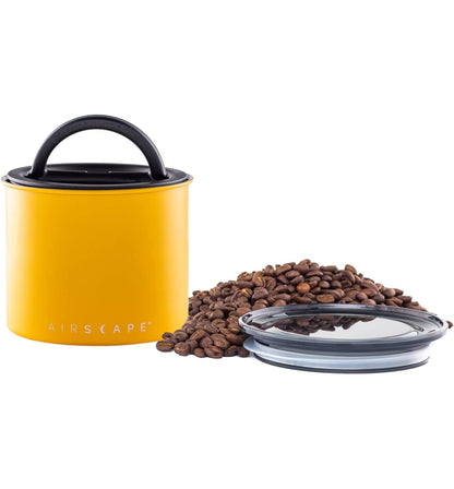 Airscape Stainless Steel Coffee Canister | Food Storage Container | Patented Airtight Lid | Push Out Excess Air Preserve Food Freshness