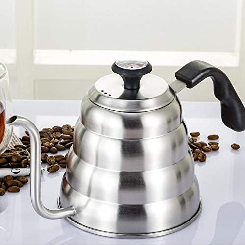 Gooseneck Kettle Stove Top, Stainless Steel Tea Kettle, Pour Over Kettle, Gooseneck Kettle with Thermometer, Coffee Gator Kettle with 1L/34oz