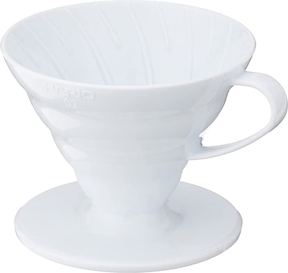 Hario V60 Plastic Coffee Dripper, Size 02, White