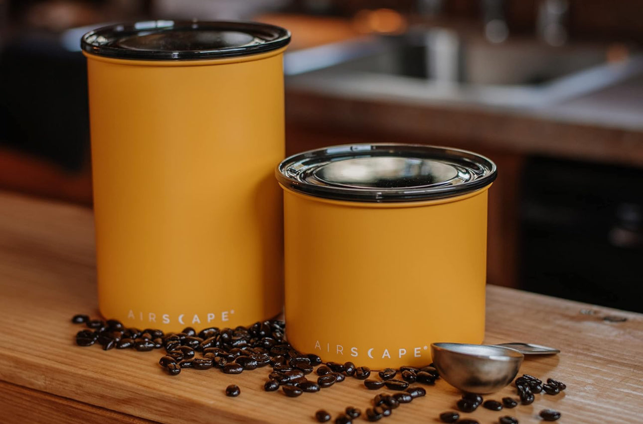 Airscape Stainless Steel Coffee Canister | Food Storage Container | Patented Airtight Lid | Push Out Excess Air Preserve Food Freshness